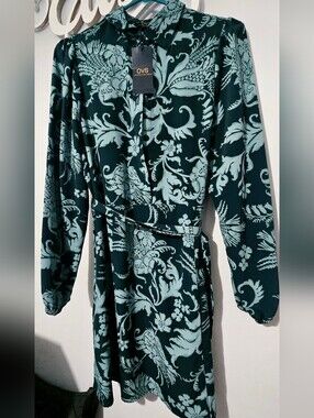 OVS Teal Floral Long Sleeve Shirt Dress. BOUGHT IN MILAN ITALY